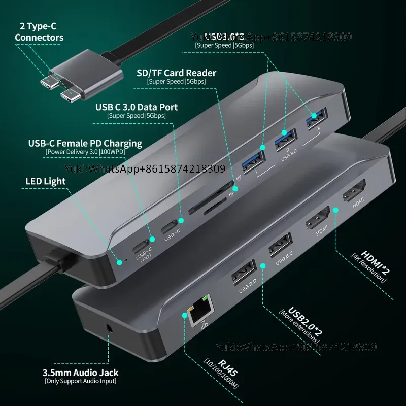 Usb Hub - Popularna stacja dokująca z podwójnym wyświetlaczem,