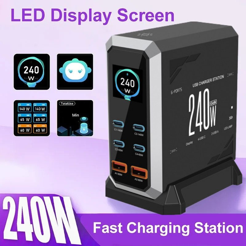 Laptop Charger - NOWA ŁADOWARKA GaN 240W 6-W-1 140W