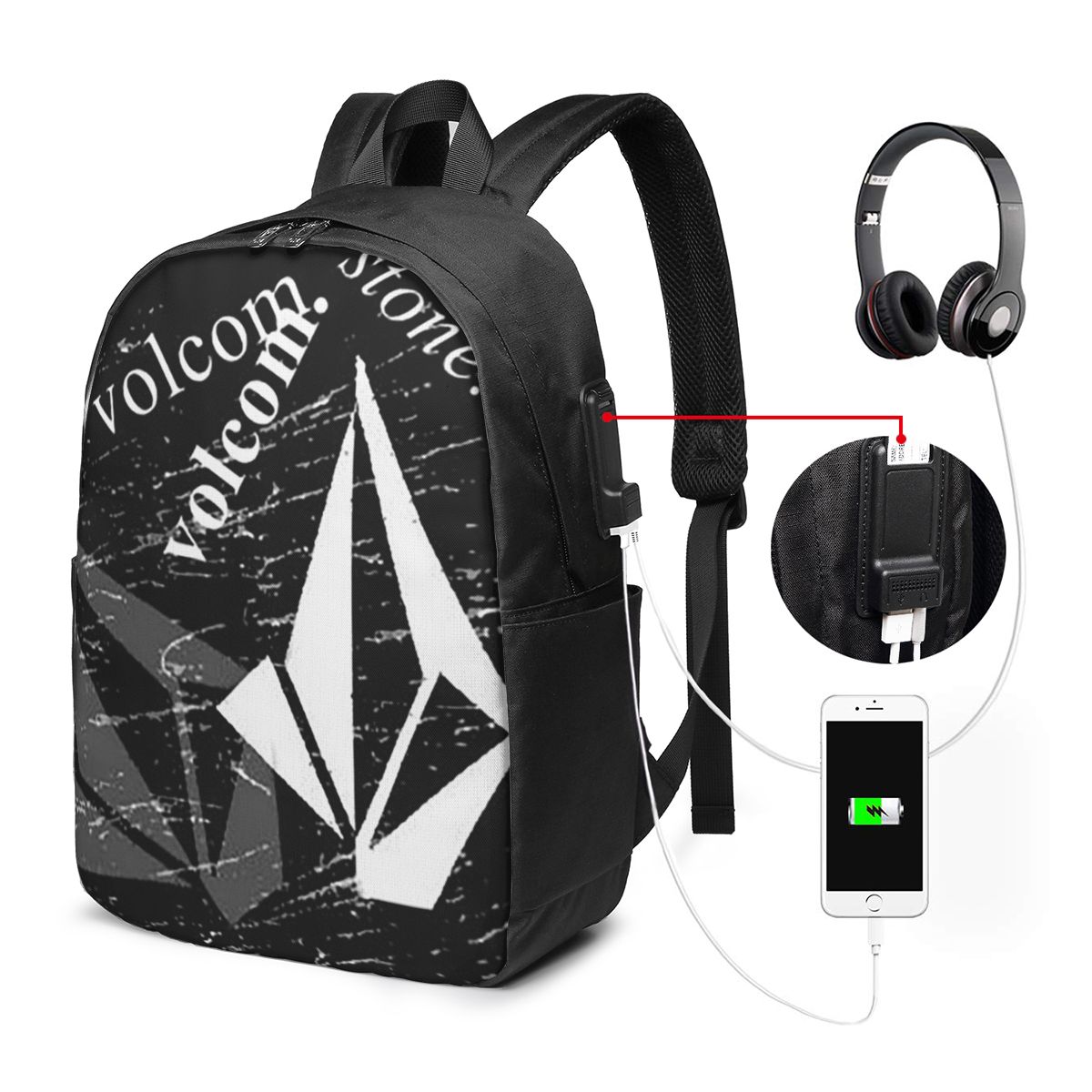 Laptop Bag - Plecak z logo V-Volcom, torba podróżna
